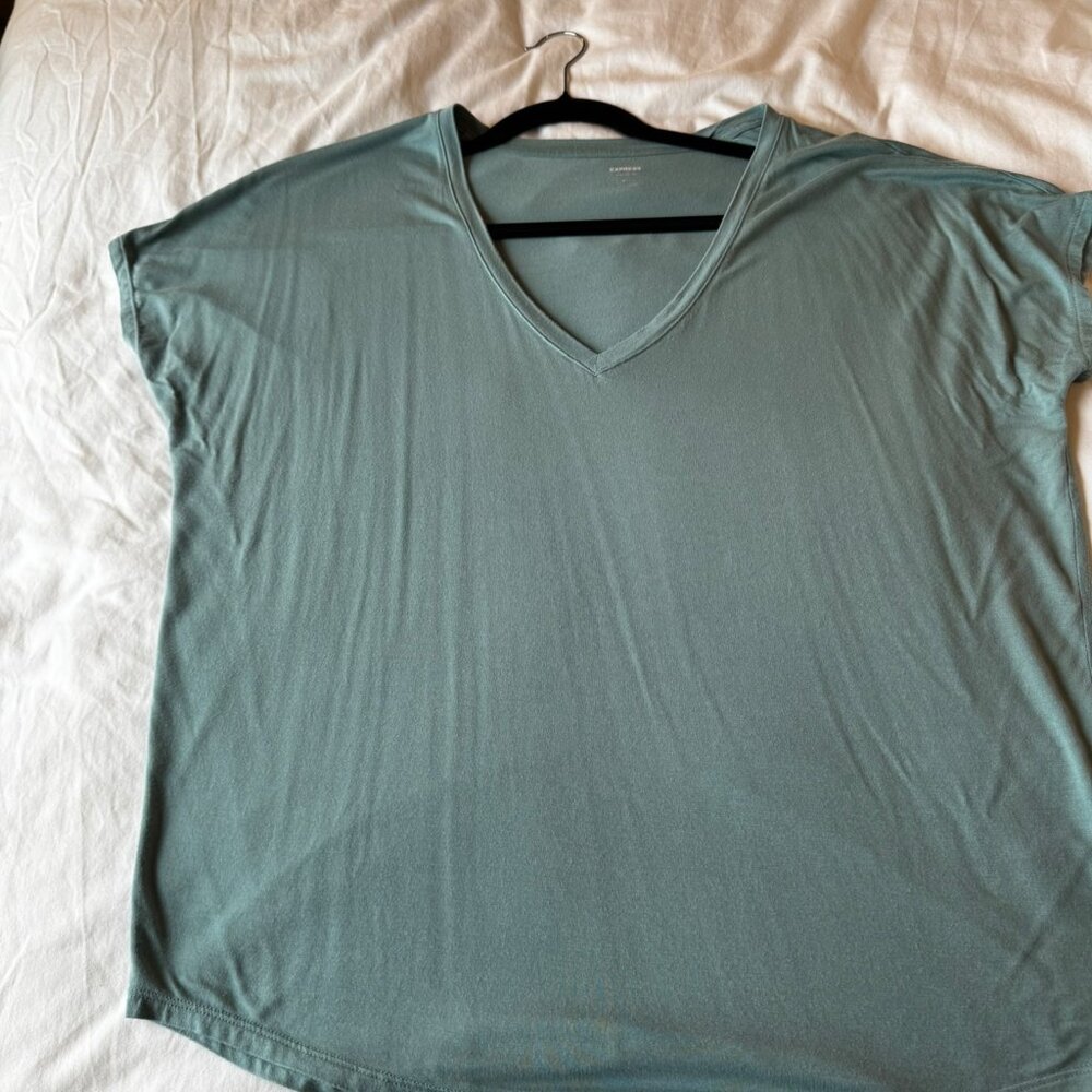 Express Relaxed V-Neck Short Sleeve London Tee Size Medium Robin’s Egg